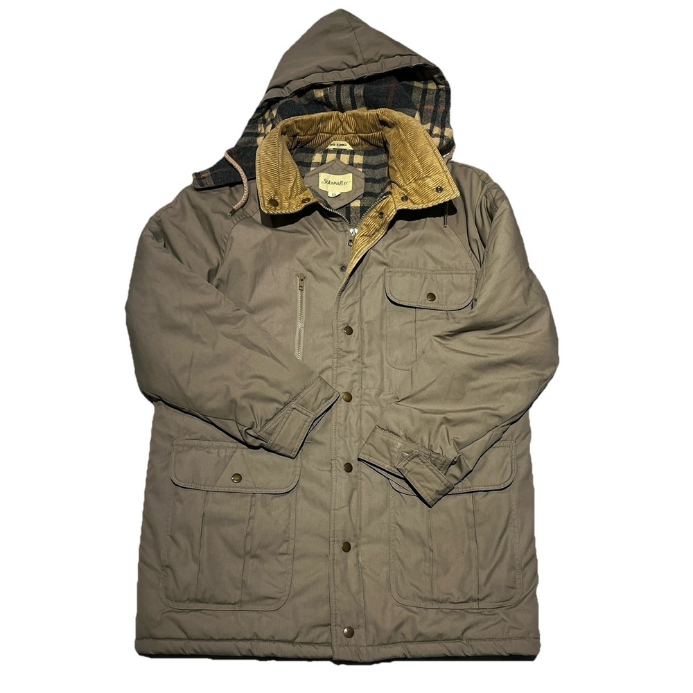 St. John's Bay Plaid Lined Hooded Vintage Parka Jacket XL Tall Korea‎